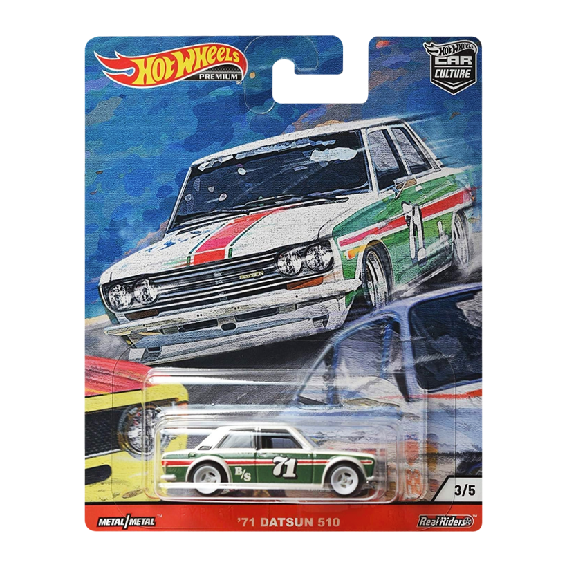 Машинка Premium Hot Wheels '71 Datsun 510 Door Slammers 1:64 GJP77 White - Retromagaz