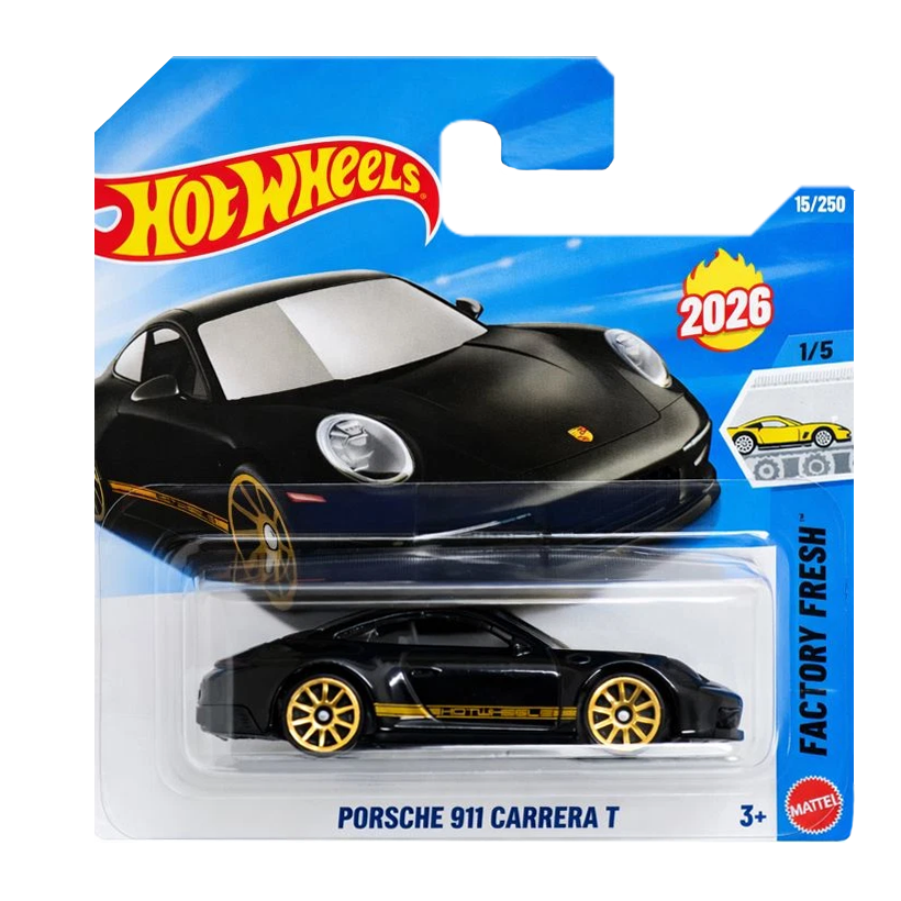 Машинка Базова Hot Wheels Porsche 911 Carrera T Factory Fresh 1:64 JJK80 Black - Retromagaz