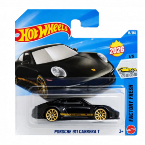 Машинка Базова Hot Wheels Porsche Porsche 911 Carrera T Factory Fresh 1:64 JJK80 Black - Retromagaz