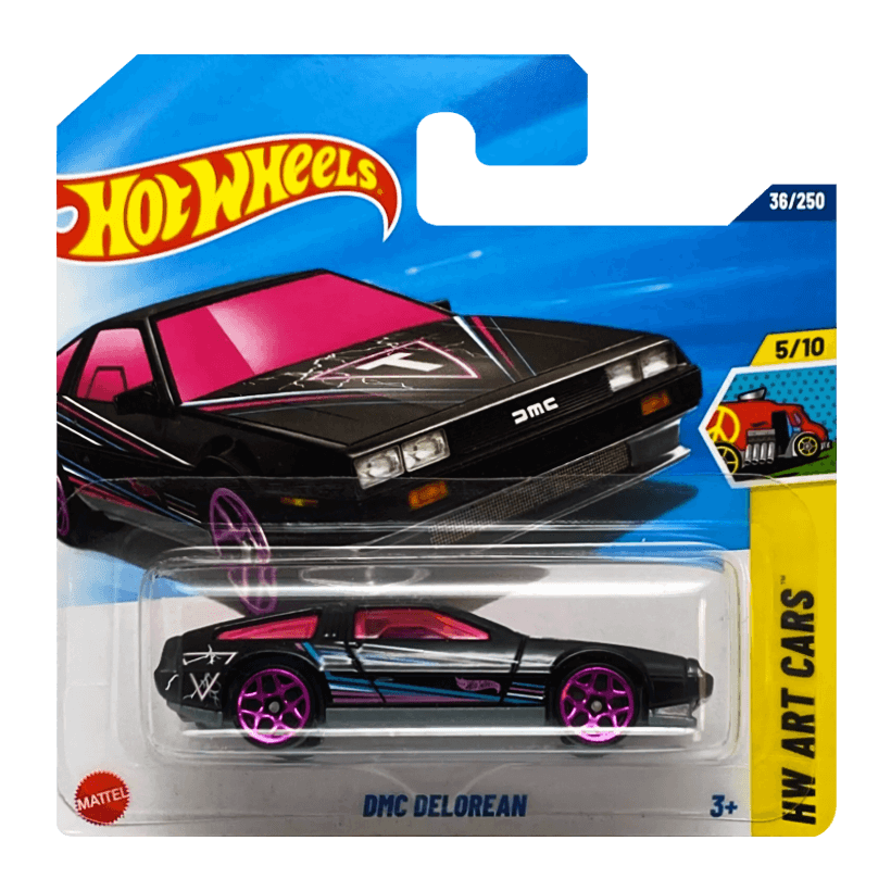 Машинка Базова Hot Wheels DMC Delorean HW Art Cars 1:64 HYW88 Black - Retromagaz