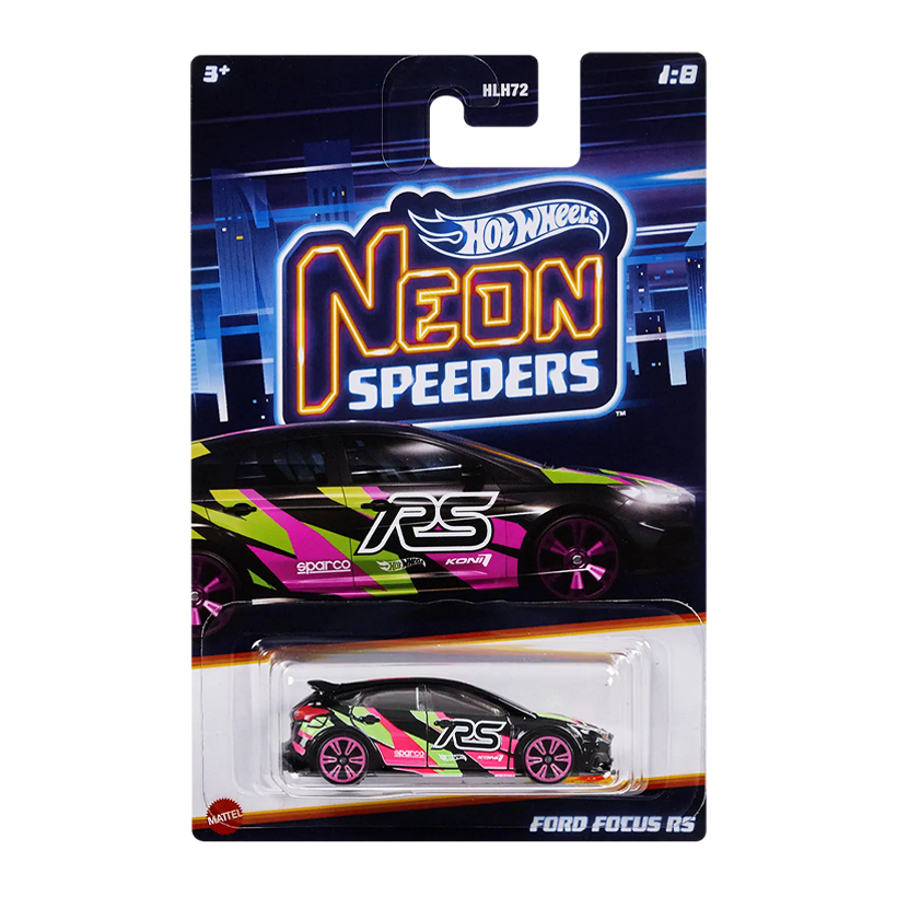 Тематична Машинка Hot Wheels Ford Focus RS Neon Speeders 1:64 HLH72/HLH73 Black - Retromagaz