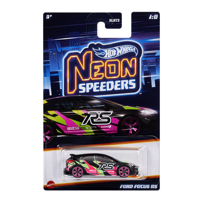Тематична Машинка Hot Wheels Ford Focus RS Neon Speeders 1:64 HLH72/HLH73 Black - Retromagaz