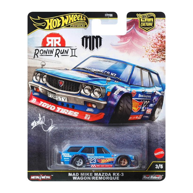 Машинка Premium Hot Wheels Mazda RX-3 II Ronin Run 1:64 JBK50 Blue - Retromagaz