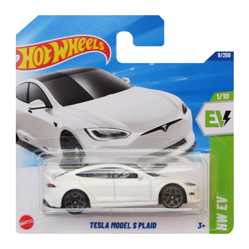 Машинка Базовая Hot Wheels Tesla Model S Plaid EV 1:64 HYX58 White - Retromagaz