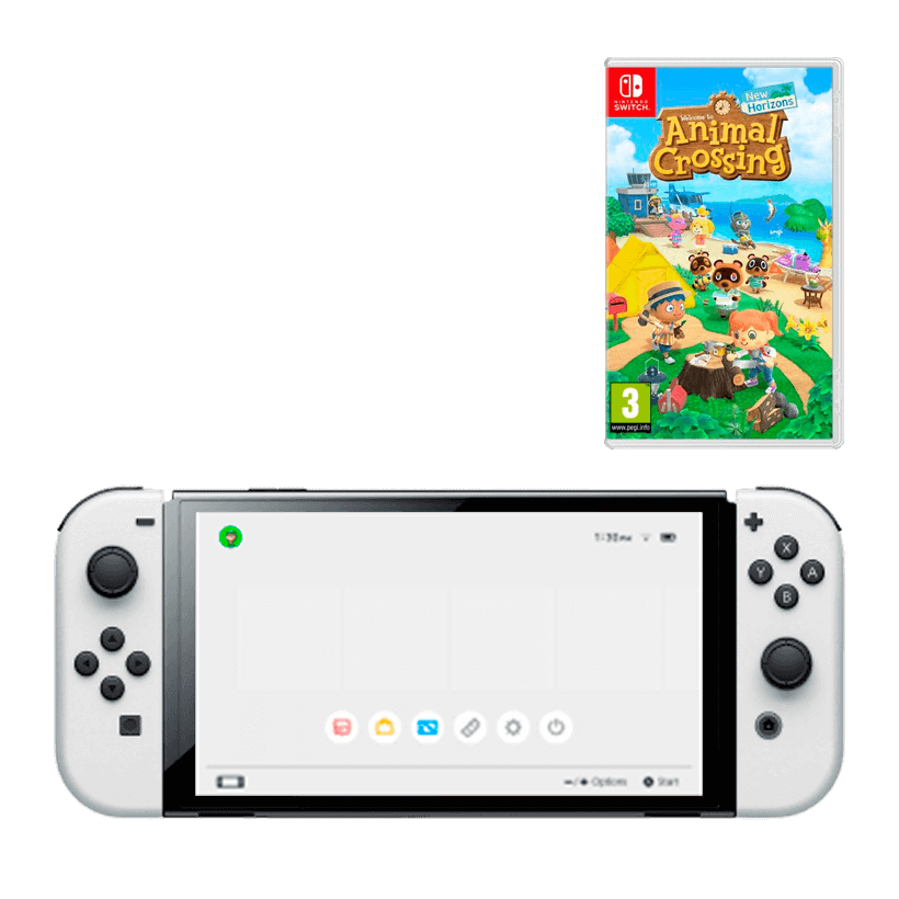 Набір Консоль Nintendo Switch OLED Model HEG-001 64GB White Новий + Гра Animal Crossing: New Horizons Російська Озвучка - Retromagaz