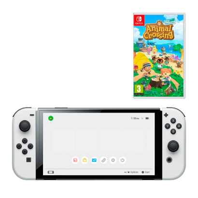 Набор Консоль Nintendo Switch OLED Model HEG-001 64GB White Новый  + Игра Animal Crossing: New Horizons Русская Озвучка - Retromagaz