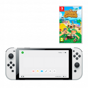 Набор Консоль Nintendo Switch OLED Model HEG-001 64GB (045496453435) White Новый  + Игра Animal Crossing: New Horizons Русская Озвучка - Retromagaz