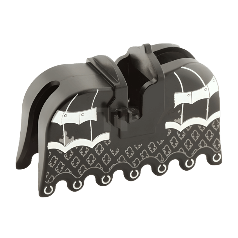 Для Животных Lego Horse Barding with Silver Armor and Fleur de lis Castle 2490pb11 4656125 6031996 Black Б/У - Retromagaz