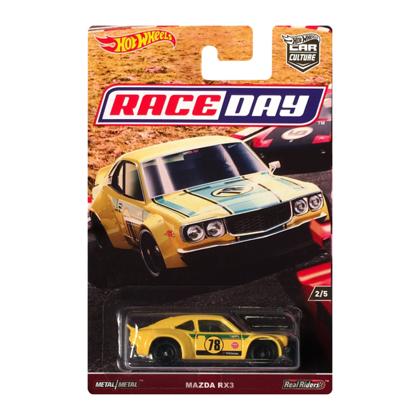 Машинка Premium Hot Wheels Mazda RX-3 Race Day 1:64 DWH77 Yellow - Retromagaz