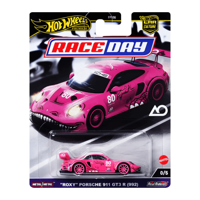 Машинка Premium Hot Wheels "Rexy" Porsche 911 GT3 R (992) Chase Race Day 1:64 HRV96 Pink - Retromagaz