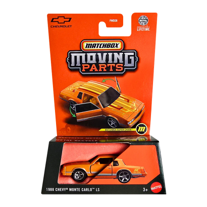 Тематична Машинка Matchbox 1988 Chevy Monte Carlo LS Super Chase Moving Parts 1:64 JBX04 Orange - Retromagaz