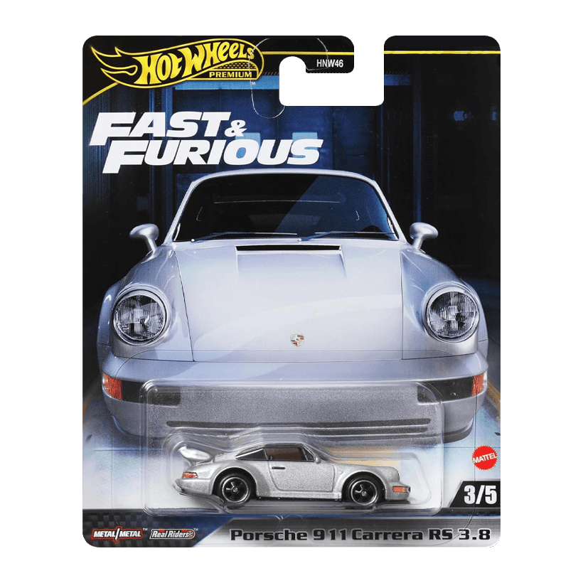 Машинка Premium Hot Wheels Porsche Porsche 911 Carrera RS 3.8 Fast & Furious 1:64 HRT97 Grey - Retromagaz