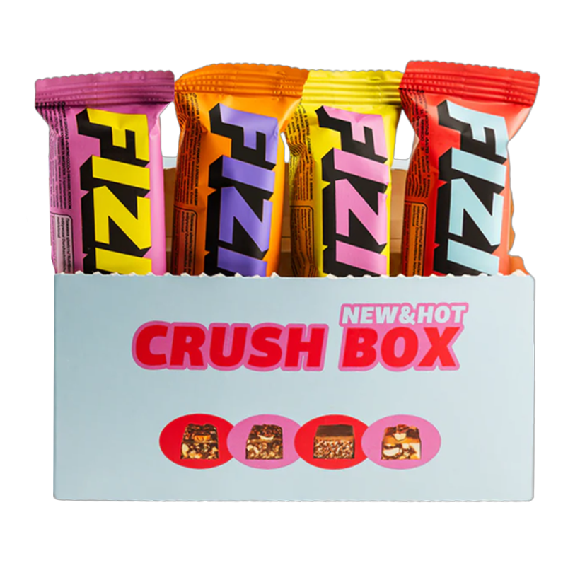 Упаковка Батончиков Fizi Протеиновых Ассорти Crush Box 4 Батончика 160g - Retromagaz