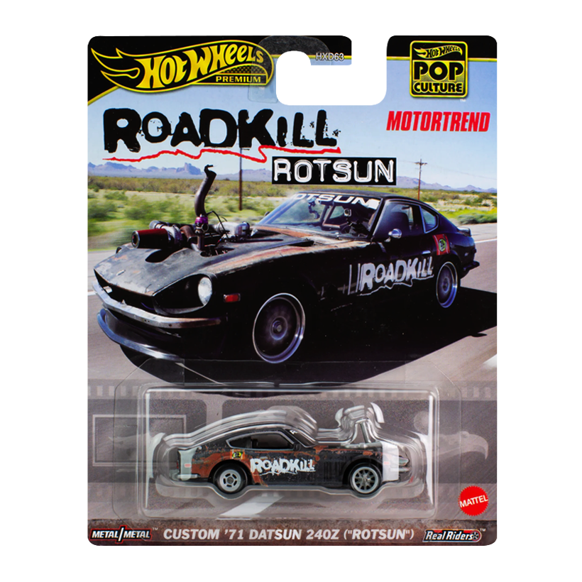 Машинка Premium Hot Wheels Custom '71 Datsun 240Z Roadkill Rotsun Pop Culture 1:64 HKC37 Black - Retromagaz