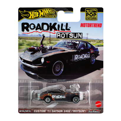 Машинка Premium Hot Wheels Custom '71 Datsun 240Z Roadkill Rotsun Pop Culture 1:64 HKC37 Black - Retromagaz