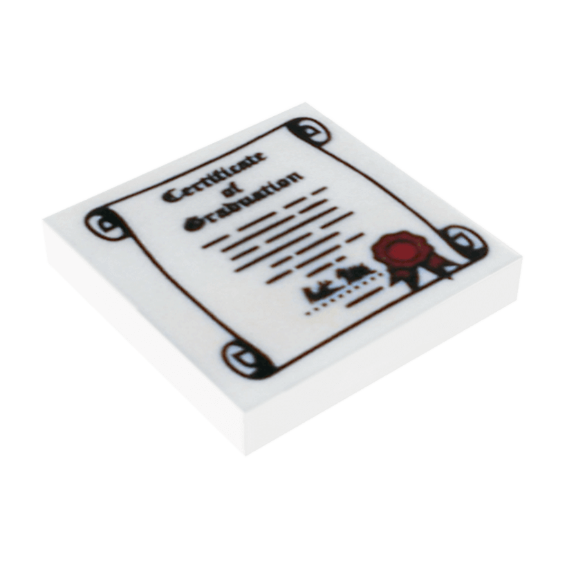 Плитка Lego Декоративна Groove with 'Certificate of Graduation' 2 x 2 3068bpb0424 4667548 White Б/У - Retromagaz