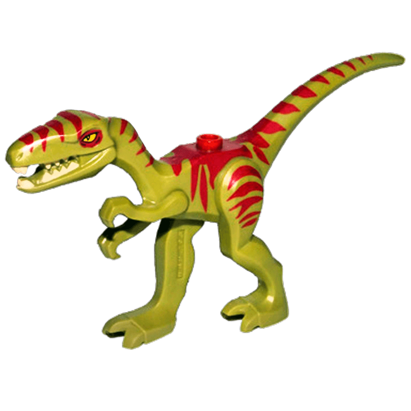 Фигурка Lego Динозавр Coelophysis Gallimimus with Dark Red Stripes and Yellow Eyes Animals 98166pb02 4656222 6018270 Olive Green Б/У - Retromagaz
