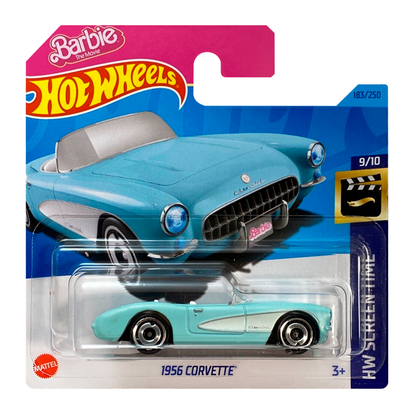 Машинка Базова Hot Wheels 1956 Corvette Barbie The Movie Screen Time 1:64 HKK87 Light Blue - Retromagaz