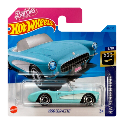Машинка Базова Hot Wheels 1956 Corvette Barbie The Movie Screen Time 1:64 HKK87 Light Blue - Retromagaz