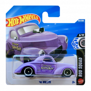Машинка Базовая Hot Wheels Custom '41 Willys Coupe Rod Squad 1:64 JJK01 Purple - Retromagaz