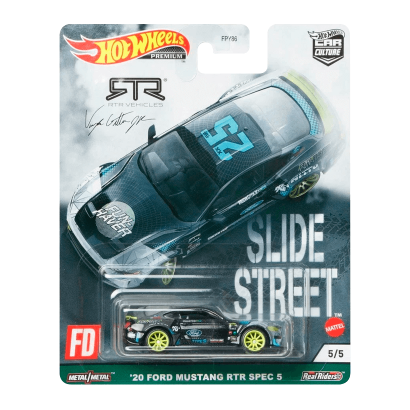 Машинка Premium Hot Wheels '20 Ford Mustang RTR Spec 5 Slide Street 1:64 GRJ80 Black - Retromagaz