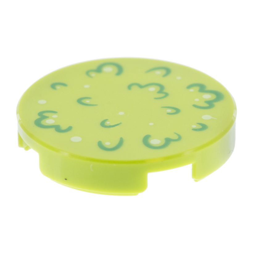Плитка 10шт Lego Кругла Декоративна Bottom Stud Holder with Green Foliage and White Spots Pattern 2 x 2 14769pb093 6142097 Lime Б/У - Retromagaz