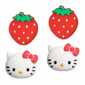 Накладки на Стики 4шт Geekshare Hello Kitty+Strawberry PlayStation 5 4 3 2 1 Xbox Series One 360 Switch 2 Red White - Retromagaz