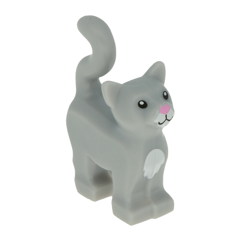 Фігурка Lego Земля Cat White Chest and Muzzle and Bright Pink Nose Animals 13786pb01 1 6038148 Light Bluish Grey Б/У - Retromagaz