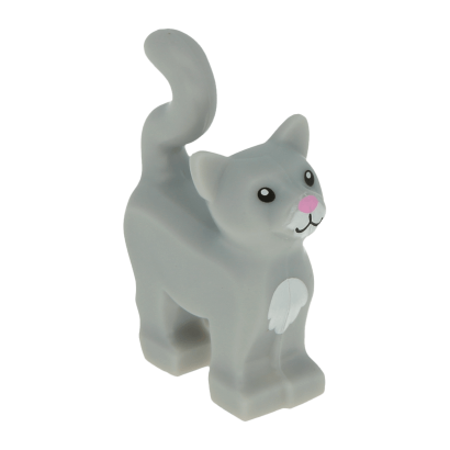 Фигурка Lego Земля Cat White Chest and Muzzle and Bright Pink Nose Animals 13786pb01 1 6038148 Light Bluish Grey Б/У - Retromagaz