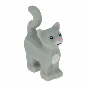 Фігурка Lego Земля Cat White Chest and Muzzle and Bright Pink Nose Animals 13786pb01 1 6038148 Light Bluish Grey Б/У