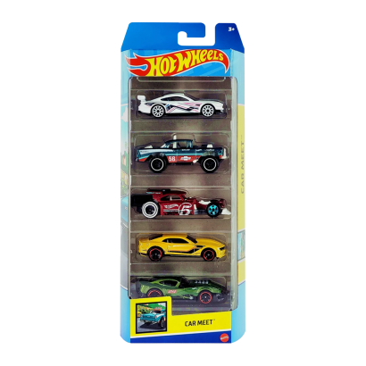 Машинка Базова Hot Wheels Copo Camaro / Aristo Rat / Ford Mustang / Bel-Air / Muscle Blown Car Meet 1:64 HLY78 Yellow 5шт - Retromagaz