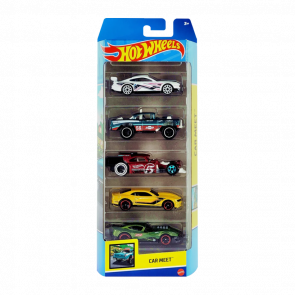 Машинка Базова Hot Wheels Chevrolet Copo Camaro / Aristo Rat / Ford Mustang / Bel-Air / Muscle Blown Standart Car Meet 1:64 HLY78 Yellow 5шт - Retromagaz