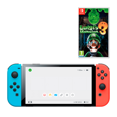 Набір Консоль Nintendo Switch OLED Model HEG-001 64GB Blue Red Новий  + Гра Luigi's Mansion 3 Англійська Версія - Retromagaz