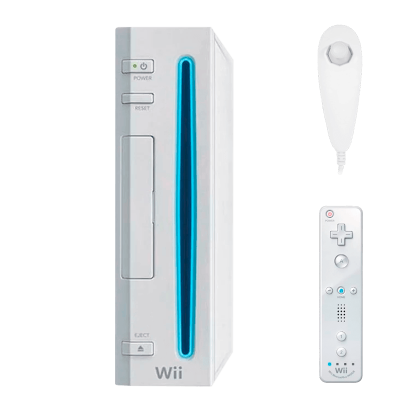 Набор Консоль Nintendo Wii RVL-001 Europe Модифицированная 32GB White + 10 Встроенных Игр Без Геймпада Б/У  + Контроллер Беспроводной Remote + Проводной Nunchuk - Retromagaz