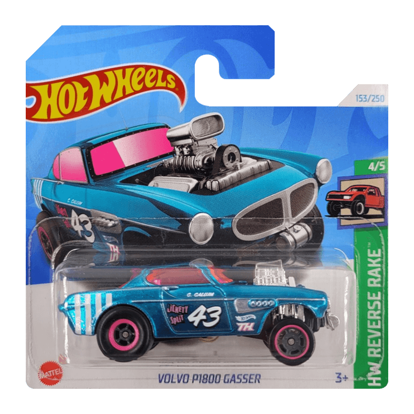 Машинка Базовая Hot Wheels Volvo P1800 Gasser Super Treasure Hunt STH Reverse Rake 1:64 HTF37 Blue - Retromagaz