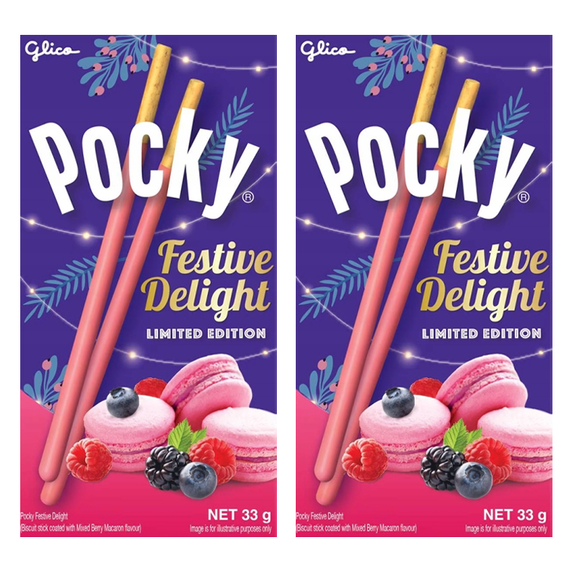 Набір Палочки 2шт Glico Pocky зі Смаком Ягідних Макарунів 33g - Retromagaz