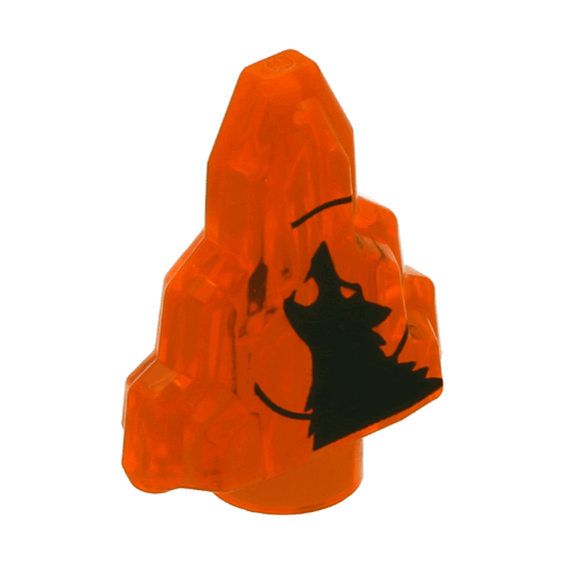 Скала Lego Драгоценность Crystal Stepped with Black Wolf Moonstone Pattern 1 x 2 10178pb01 6006470 Trans-Neon Orange Б/У - Retromagaz