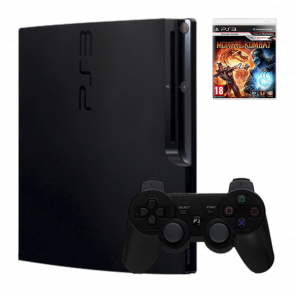 Набір Консоль Sony PlayStation 3 Slim 320GB Black Б/У  + Гра Mortal Kombat Англійська Версія