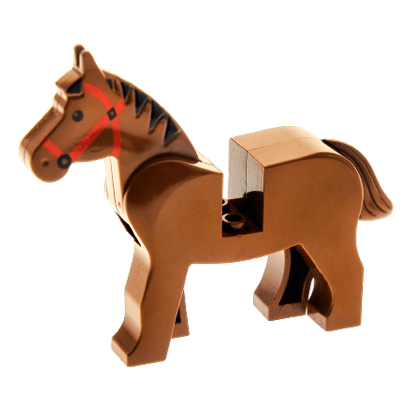 Фигурка Lego Horse with Black Eyes Red Bridle Black Mane Pattern Animals Земля 4493c01pb01 1 Brown Б/У - Retromagaz