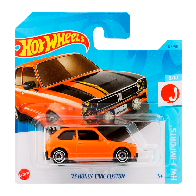 Машинка Базовая Hot Wheels '73 Honda Civic Custom J-Imports 1:64 HKK67 Orange - Retromagaz
