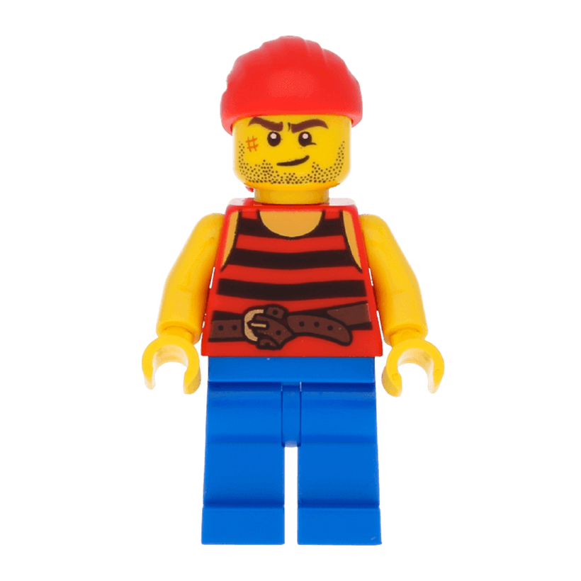 Фигурка Lego Pirates 973pb1928 Pirate 3 Black and Red Stripes Scar Adventure pi161 Б/У - Retromagaz