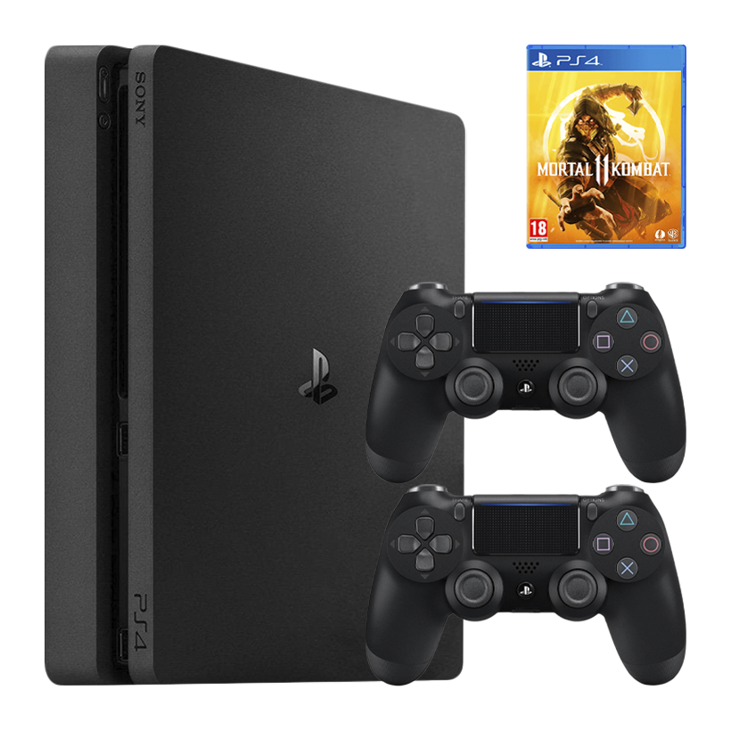 Набор Консоль Sony PlayStation 4 Slim 1TB Black Б/У  + Геймпад Беспроводной DualShock 4 Version 2 + Игра Mortal Kombat 11 Русские Субтитры - Retromagaz