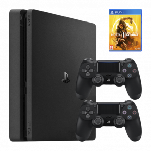 Набір Консоль Sony PlayStation 4 Slim 1TB Black Б/У  + Геймпад Бездротовий DualShock 4 Version 2 + Гра Mortal Kombat 11 Російські Субтитри