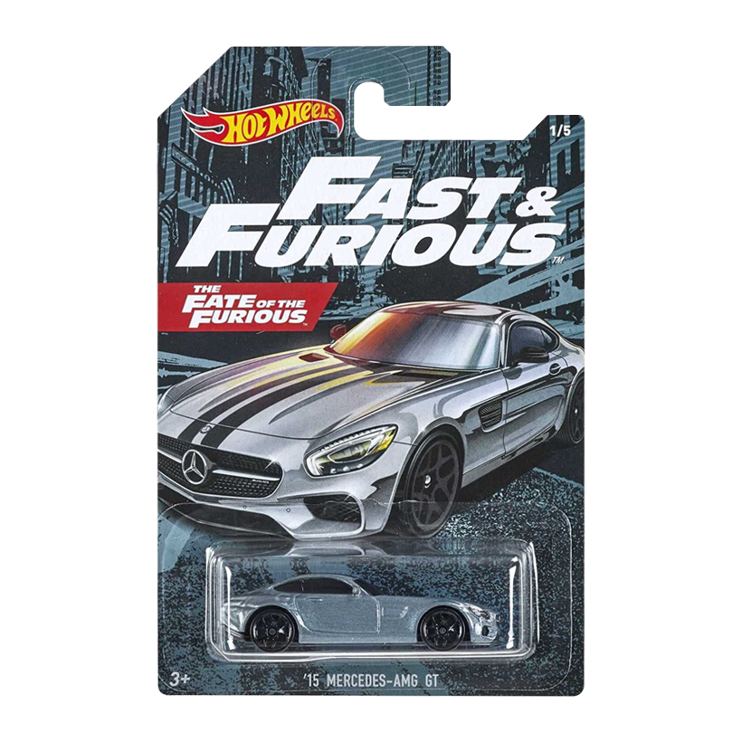 Тематична Машинка Hot Wheels '15 Mercedes-AMG GT Fast & Furious 1:64 GJV57 Dark Grey - Retromagaz