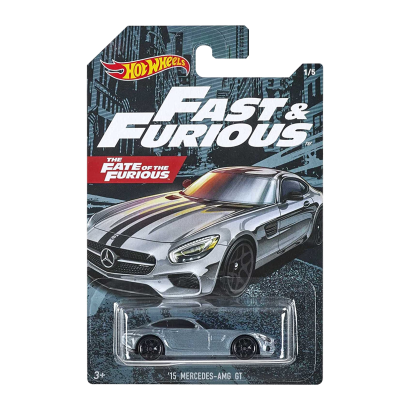 Тематическая Машинка Hot Wheels '15 Mercedes-AMG GT Fast & Furious 1:64 GJV57 Dark Grey - Retromagaz