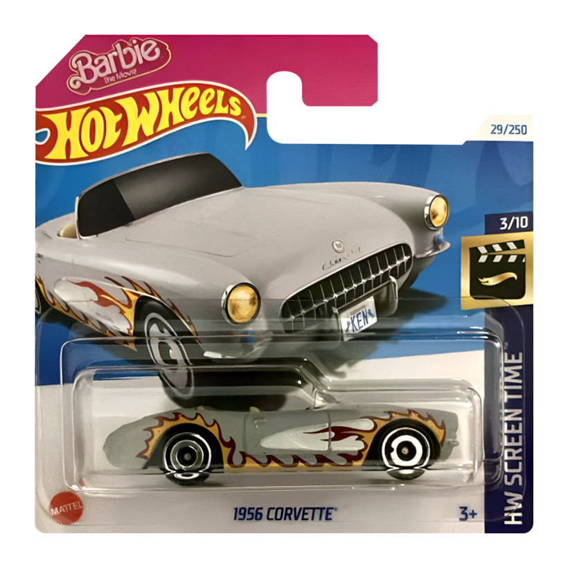 Машинка Базовая Hot Wheels 1956 Corvette Ken Barbie The Movie 1:64 HTB37 Grey - Retromagaz