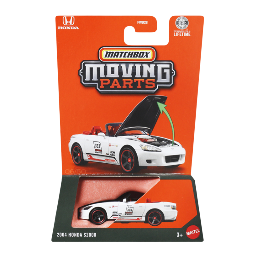 Тематична Машинка Matchbox 2004 Honda S2000 Moving Parts 1:64 JHV63 White - Retromagaz