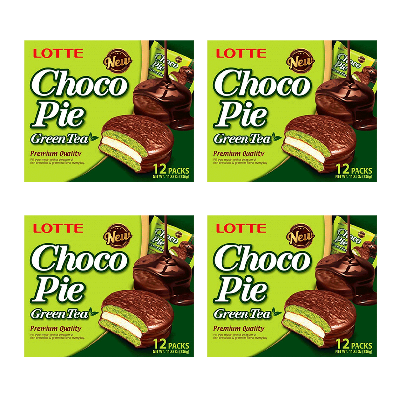 Набір Тістечка 4шт Lotte Чокопай Зелений Чай Choco Pie Green Tea (12 Тістечок) 336g - Retromagaz