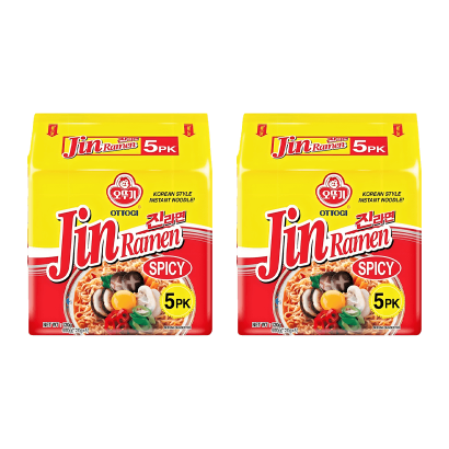 Набір Локшина 10шт Ottogi Jin Ramen Spicy Овочі Яловичина Гостра 120g - Retromagaz