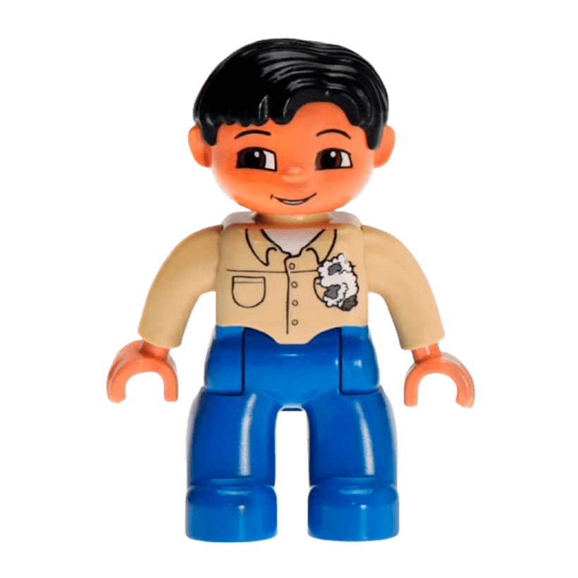 Фігурка Lego Boy Mechanic Blue Legs Tan To Duplo 47394pb023 Б/У - Retromagaz